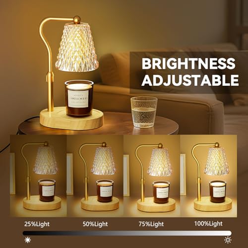 Amber-Gold Candle Warmer Lamp with Timer & Dimmer – Adjustable Wax Melter for Jar Candles, Safe Home Decor Gift