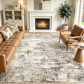 8x10 Rectangular Washable Abstract Area Rug - Gold Brown Living Room Decor