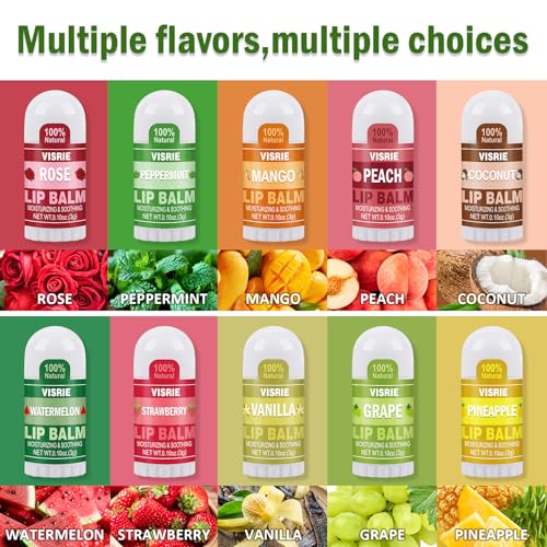 Mini Lip Balm 180 Pack, Lip Balm Bulk with Vitamin E & Coconut Oil, Moisturizing Lip Balms for Dry Cracked lips-10 Flavors