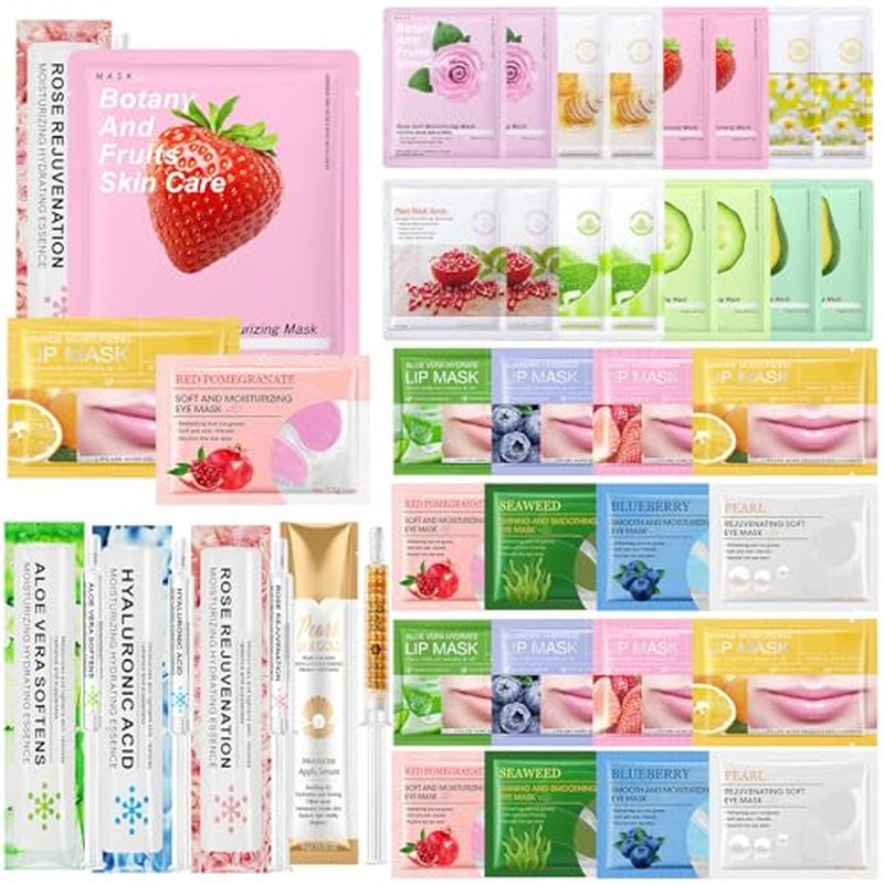 Gifts for Women Face Mask Skin Care Set 36 Pcs Teens Girl Gifts Moisturize,Hydrate Face Mask Set Spa Gift Set Self Care Valentines Mothers Day Birthday ( Face Masks, Lip & Eye Patches, Face Essense)