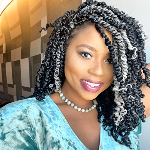 ToyoTress Tiana Passion Twist Hair - 14 Inch 8 Pack Ombre Gray Pre-Looped Crochet Braid