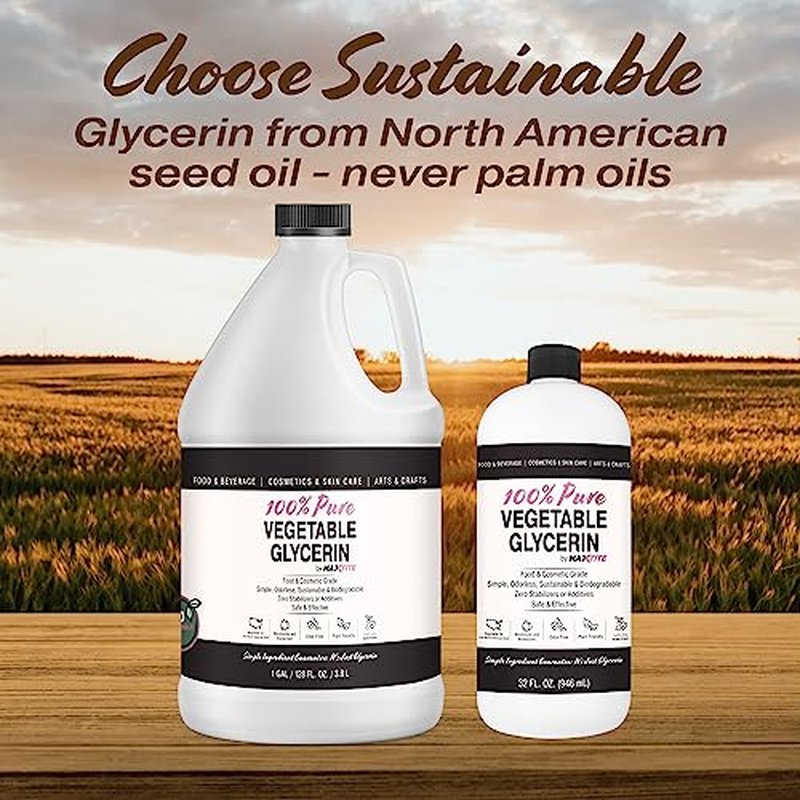 MAXTITE Pure Vegetable Glycerin - 32 fl oz - Natural Food Grade for Cosmetics, Skin, Hair, Crafts, Cooking and More - from USA Seed Oils