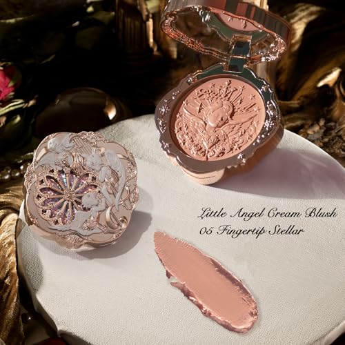 Flower Knows Little Angel Cream Blush Set - Muted Red, Buildable & Dewy Face Makeup (04 Rose Ashes + 05 Fingertip Stellar, 0.42 oz)