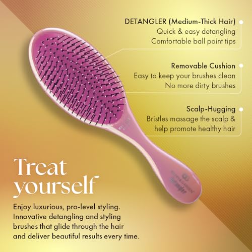 Olivia Garden Aurora Detangler Brush Opal Pink for Medium to Thick Hair - Gentle Styling Tool