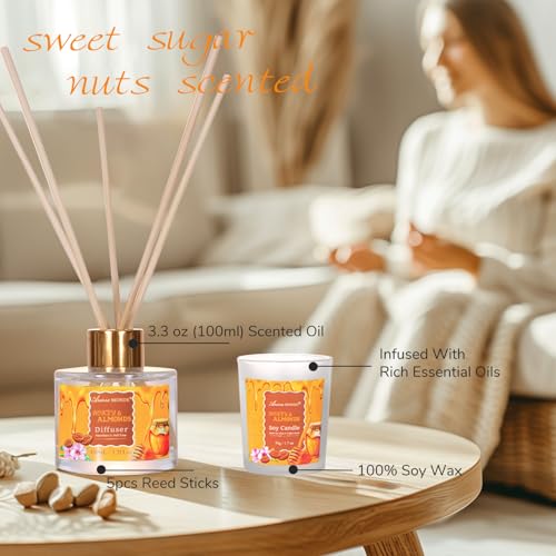 Honey Almond Bath & Body Gift Set for Women - 13pcs Spa & Self-Care Gift Basket