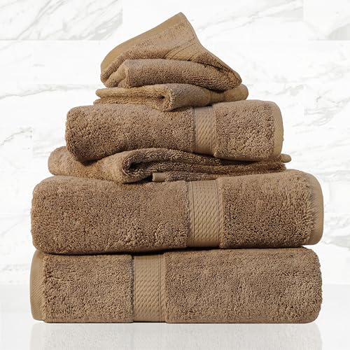 Egyptian Cotton 6-Piece Towel Set - Latte Ultra Plush & Absorbent