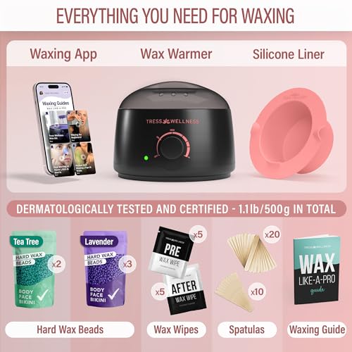 Tress Wellness Waxing Kit for Sensitive Skin - Midnight Rose, at-Home Face & Body Hair Removal