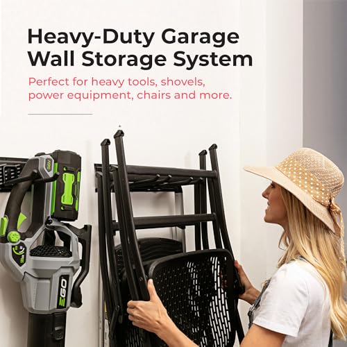 TIDYME Black 80-Inch Wall Mount Garage Tool Organizer with 5 Racks & 10 Hooks