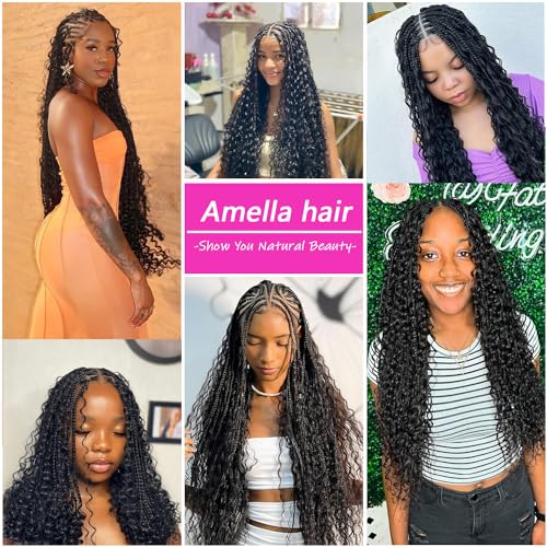 Black Curly Human Braiding Hair 18 Inch Water Wave Boho Braid Extensions - 2 Bundles