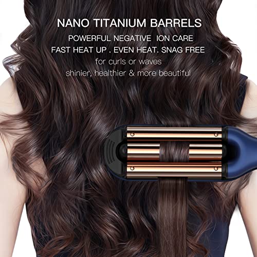 MIRACOMB Titanium Deep Waver Hair Crimper for Wavy & Curly Hair, Dual Voltage