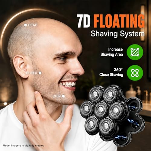 Black 3 Pack 7D Floating Shaver Replacement Heads Compatible with Wyklaus & More