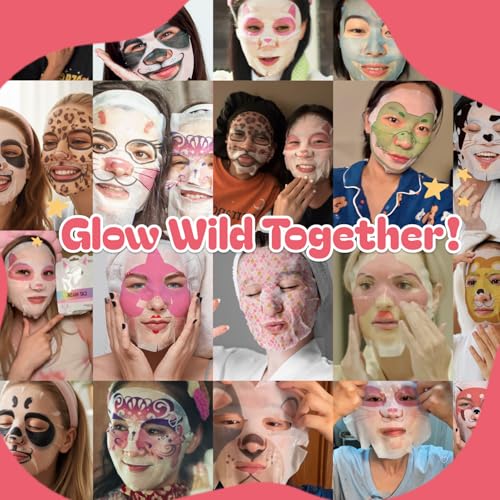 Epielle Character Face Mask Fuzzy Friends 6 Pack, Fun & Effective Korean Skin Care, Spa Party Favors, Stocking Stuffers, Birthday Gifts for Women, Self Care Gifts