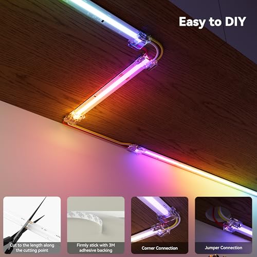 RGB Chasing Color LED Strip Lights - 32.8ft Addressable COB Smart Lights for Party & Bedroom