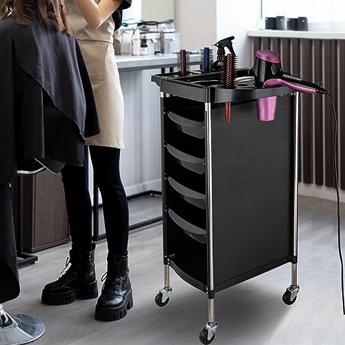 Salon Storage Cart with 6 Layers and Wheels - Hairdressing Trolley Organizer