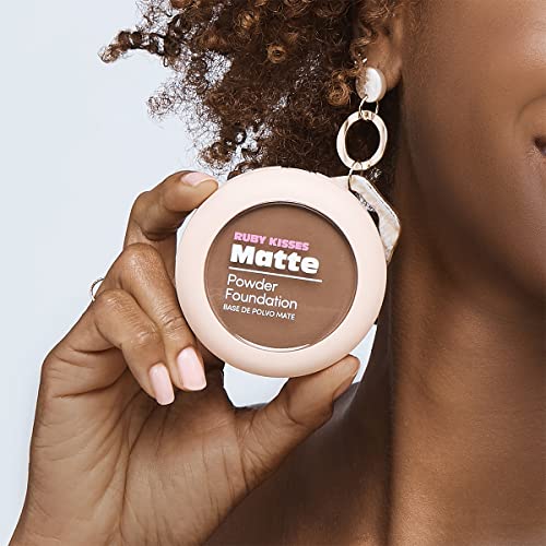 Ruby Kisses Powder Foundation Full Coverage Matte Foundation Long Lasting Face Makeup 0.35 oz. (Golden Honey)