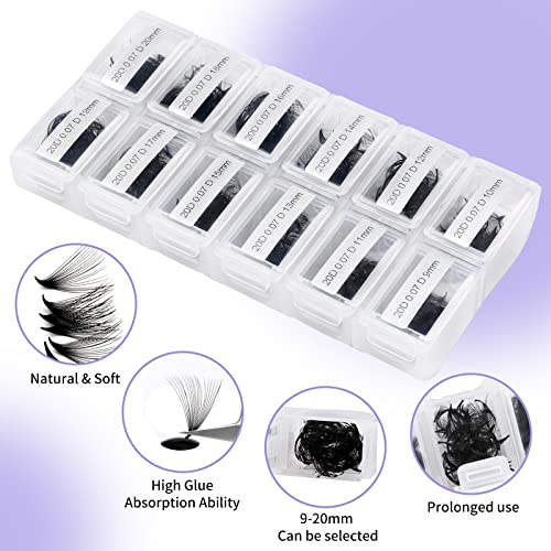Premade Volume Lash Extensions 1200pcs 20D C Curl 9-12mm Variation of THIS listing