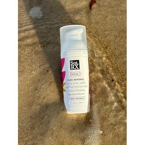 SolRX Pure Mineral SPF 50+ Face Sunscreen - 1.7oz Zinc Oxide Sunscreen with Niacinamide, Daily Facial Sunscreen, Reef Safe Sunscreen