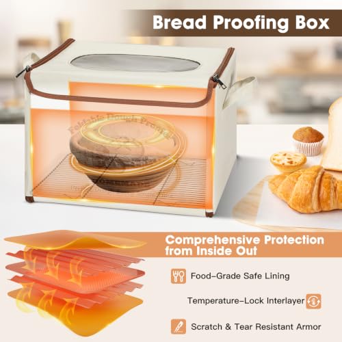 Off-White Foldable Bread Proofing Box with PID Temperature Control & 24H Timer