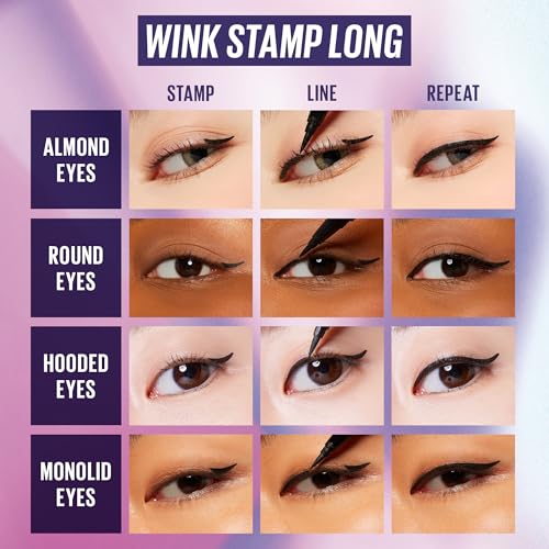Kaja Wink Stamp Long Winged Eyeliner Set - Double Ended Stamp & Pen, Matte Black, 02 Variant