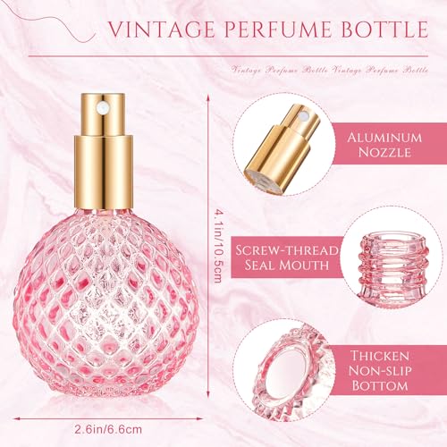 Pink Refillable Glass Perfume Spray Bottles Set - 8 Pack, 3.4oz/100ml