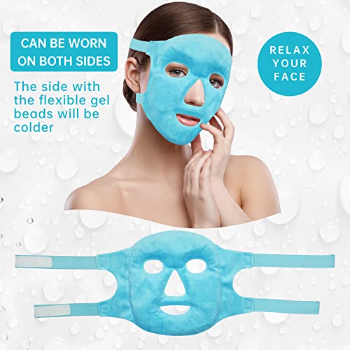 Cold Face Eye Mask Ice Pack Reduce Facial Puff, Dark Circles, Gel Hot Heat Cold Compress Pack, Face SPA Gift for Woman Sleeping, Pressure, Headaches, Skin Care, Post Laser Cosmetic Care[Blue]