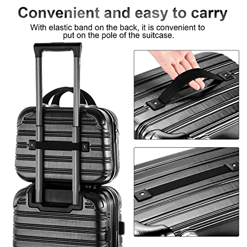 JZRTravel 14 Inch Black Hard Shell Makeup Organizer Case Portable Cosmetic Bag