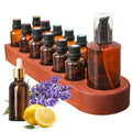 Wooden Essential Oil Holder with 13 Holes (3cmx12 & 5cmx1), Retro Desktop Display Rack for Bathroom Vanity Desk Organizer