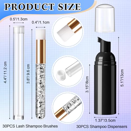 False Eyelash Extension Lash Shampoo Kit with Brushes & Dispenser - Black