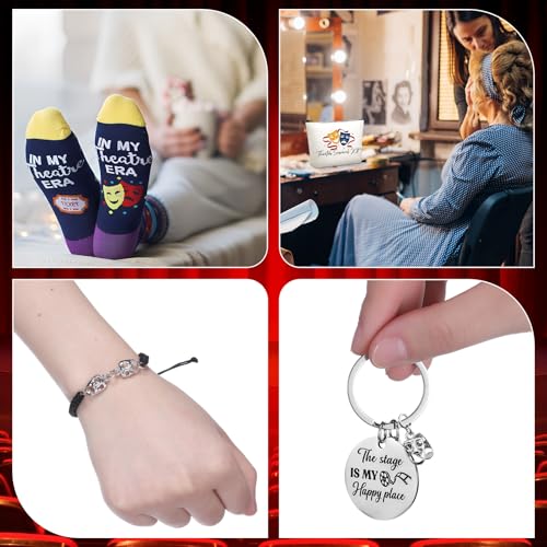 Theater Gift Set for Women Drama Christmas Actor Gift with Tote Socks Keychain & Bracelet