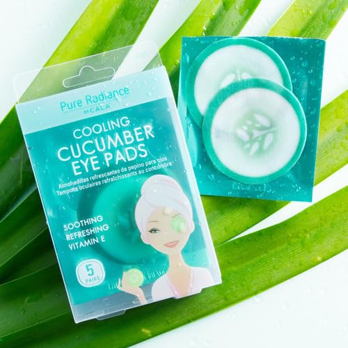 CALA Cooling Cucumber Under Eye Patches, Pre-Moistened Eye Pads with Cucumber Extract, Hyaluronic Acid, Aloe & Vitamin E, 5 Pairs, 10-20 Min Depuffing Eye Treatment