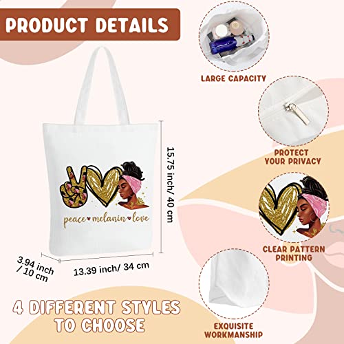 Roowest 8 Pcs African American Tote Bags Makeup Bag for Black Women Bulk Inspirational Gifts Medical Assistant Christmas(Classic Style)