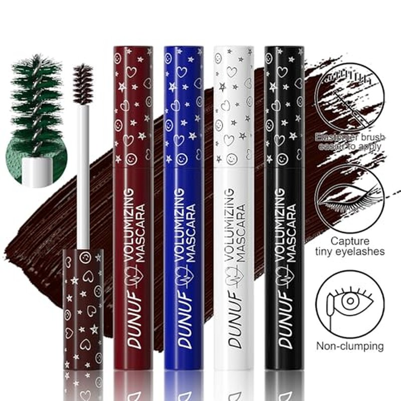 FantasyDay Smudge-Proof Colorful Mascara Set Liquid Lash Extensions Cosmetics, 8 Pcs Washable Volumizing Lengthening Defining Curling No Clumping Mascara Premium Xmas Eye Makeup Gift Set
