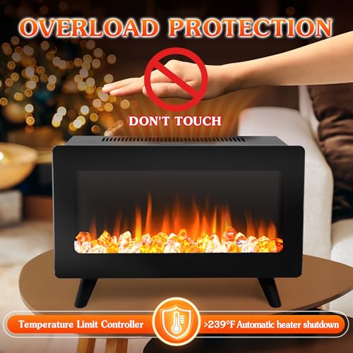 16-Inch Freestanding Electric Fireplace Heater with Realistic 3D Flames