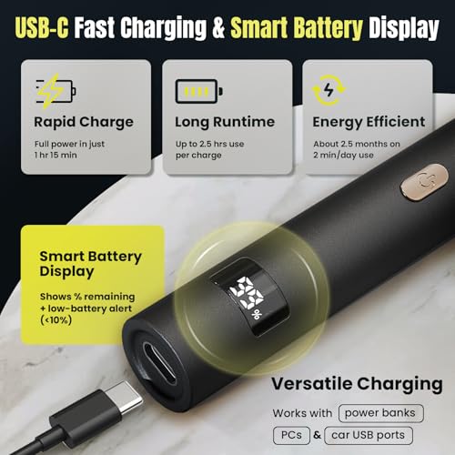 3-in-1 Nose Hair Trimmer for Men & Women ? Electric Ear and Nose Hair Trimmer, Eyebrow Trimmer, USB-C Rechargeable Facial Hair Removal Device, Stainless Steel Blades, Digital LED Display