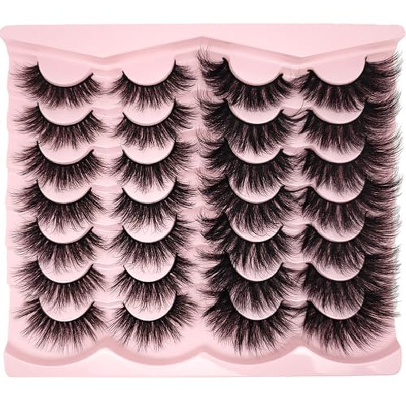 25mm Lashes Mink Fluffy Lashes Wispy C Curl Faux Mink 3D Strip Long Dramatic Eyelashes Pack (6930)