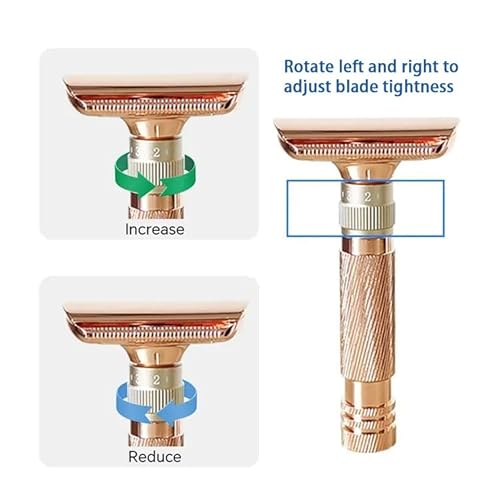 Luxurious and beautifully adjustable safety razor£¬best razors for men£¬with 10 platinum-plated razor blades, 1 blade razors reusable smooth close shave (Black + Base)