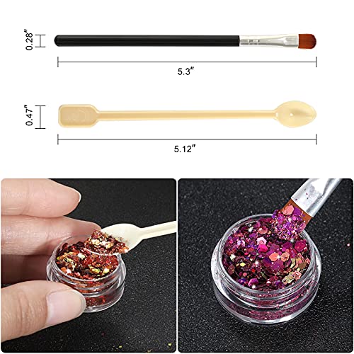 Nail Glitter SUPGIFT 15 Colors 130g Holographic Chunky Cosmetic Chameleon Sequins for Makeup Hair Body Art Slime Craft Resin with Brush 5 Spoons