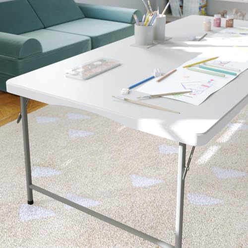 Kids Bi-Fold Folding Table 60x30 with Granite White Finish - Portable & Sturdy
