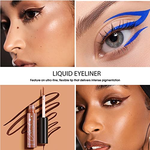 BestLand 10 Colors Liquid Matte Eyeliner - White, Black, Blue, Brown Colored Liner - Waterproof, Bright, Rainbow Eyeliner Pencil - Quick Dry Eyes Makeup Kit