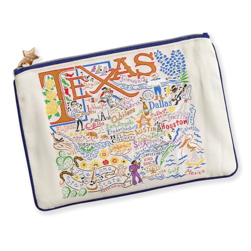 Natural Texas Zipper Pouch Purse - Travel Cosmetic & Makeup Bag - Texas Variation