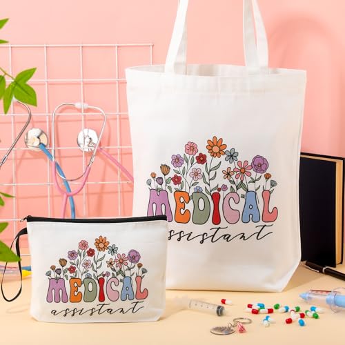 Medical Appreciation Gift Set for Women - Tote Bag, Cosmetic Bag & Keychain - 6 Pcs