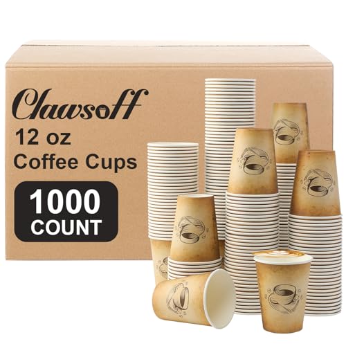 Clawsoff 12OZ-1000 Disposable Coffee Cups 1000 Pack - Hot Paper Cups