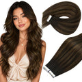 Hair Extensions Tape-In Human Hair Balayage Brown 50g 18 Inch 20 Pcs - Ve Sunny