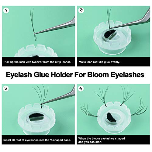 Fenshine 300 PCS Eyelashes Extension Volume Lashes Fan Quick Blossom Cups Lash Glue Holder and Lash Organizer Supplies Tools for Eyelash Extension Supply