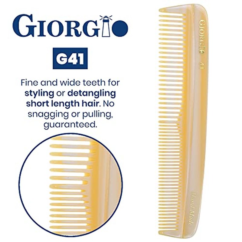 Giorgio Beard Combs Set - Handmade Ivory Beard Combs Kit for Facial Grooming - Includes Fine and Wide Tooth Pocket Dresser Comb + Fine Tooth Straightening and Mini Mustache Comb