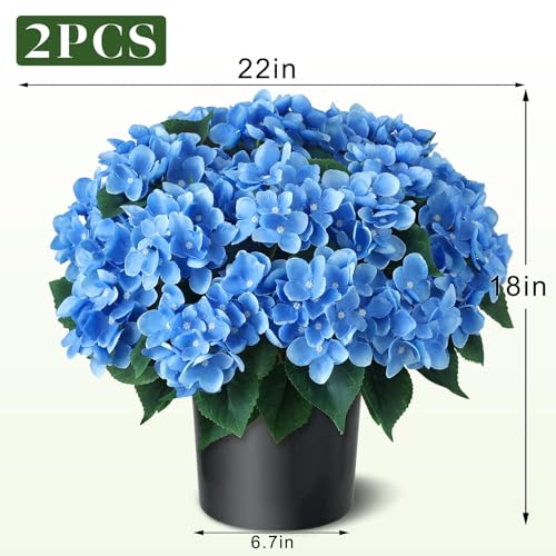 Artificial Hydrangea Topiary Tree Set - Outdoor UV-Resistant 18 Inch