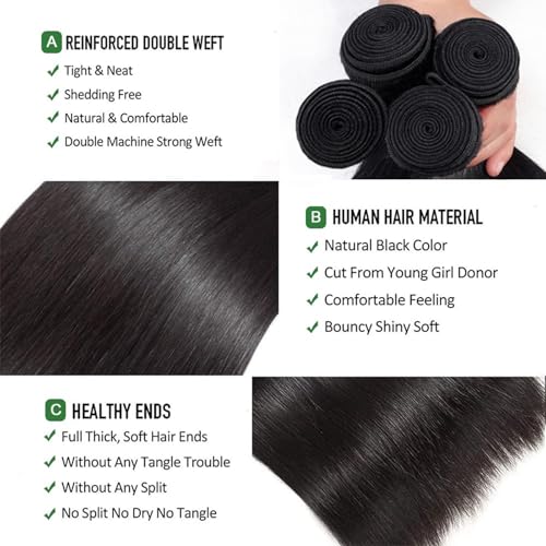 8 10 12 Inch Straight Human Hair Extensions Bundle - Unprocessed Brazilian Virgin Hair