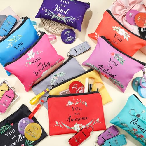 Christian Makeup Bags Keychains Bible Verse Bright Color Set - Inspirational Gifts
