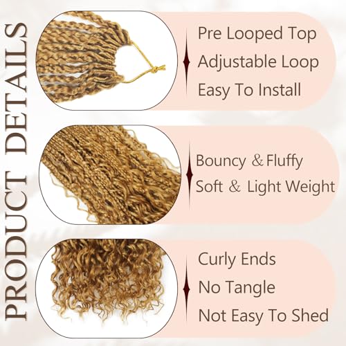 Vustbeauty 9 Packs Goddess Boho Crochet Hair 24in – Pre-Looped Box Braids for Women