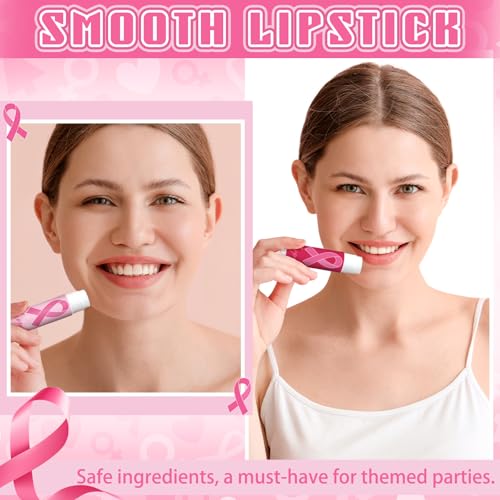 Breast Cancer Awareness Lip Balm Set - Pink Ribbon Party Favors, 50 Pack